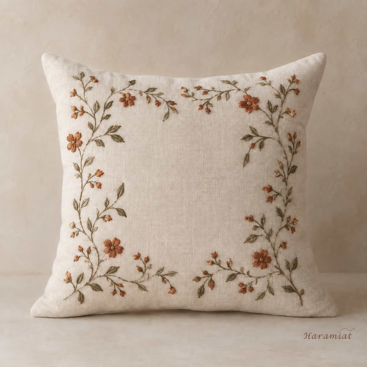 Ivory Embroidered Extra Long Lumbar Pillow